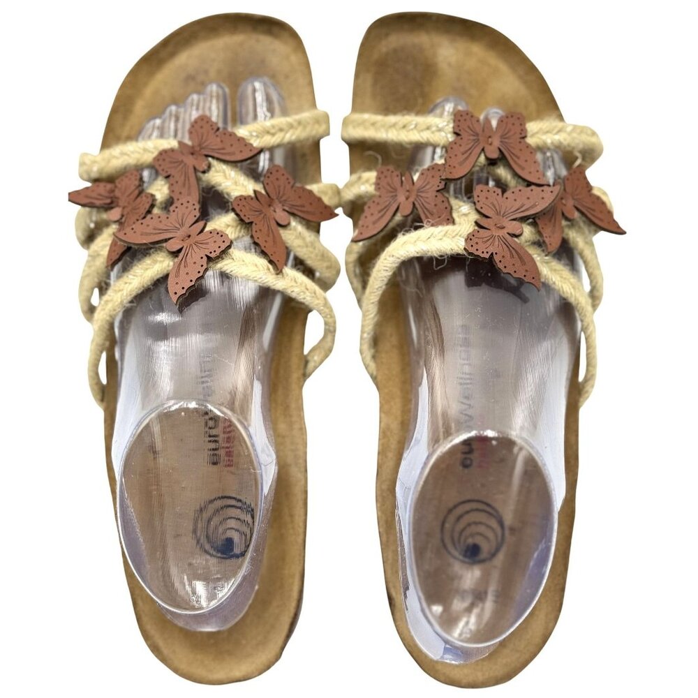 Euro Wellness Balance Womens Sandals Size 10 Butterfly Rope Leather Accents